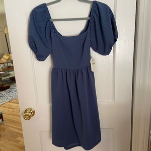 Altar’d State Blue tie-back Dress with short sleeves XS
